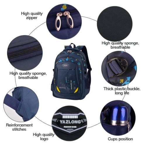  School Bags for Boys, Fanspack Boys Backpack for School Kids Backpack Bookbags for Elementary