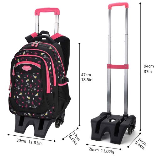  Rolling Backpack for Boys, Fanspack Backpack with Wheels Trolley School Bags Kids Backpack Bookbags Wheeled Backpack for School