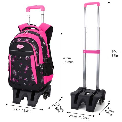  Rolling Backpack for Boys, Fanspack Backpack with Wheels Trolley School Bags Kids Backpack Bookbags Wheeled Backpack for School