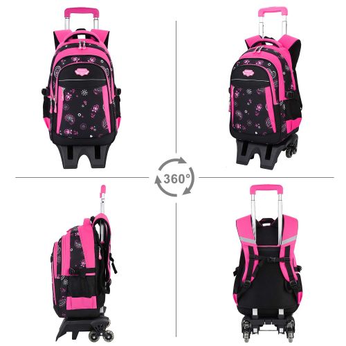  Rolling Backpack for Boys, Fanspack Backpack with Wheels Trolley School Bags Kids Backpack Bookbags Wheeled Backpack for School