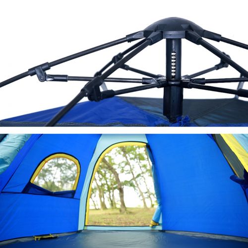  Outdoor Tent, Fansport 6 Person Hexagonal Automatic Waterproof Sun Shelter Camping Tent