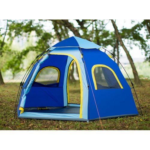  Outdoor Tent, Fansport 6 Person Hexagonal Automatic Waterproof Sun Shelter Camping Tent