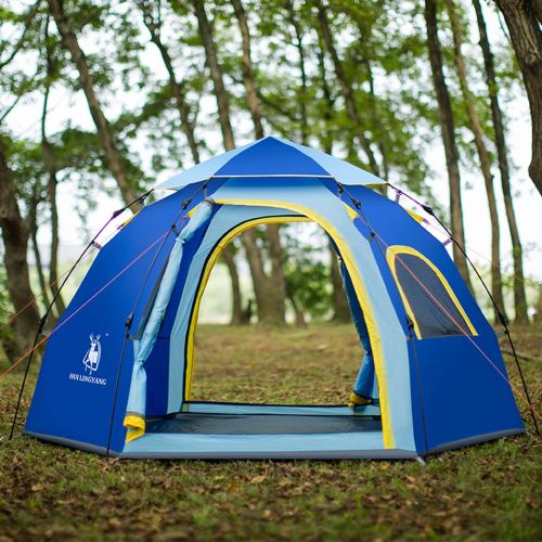  Outdoor Tent, Fansport 6 Person Hexagonal Automatic Waterproof Sun Shelter Camping Tent