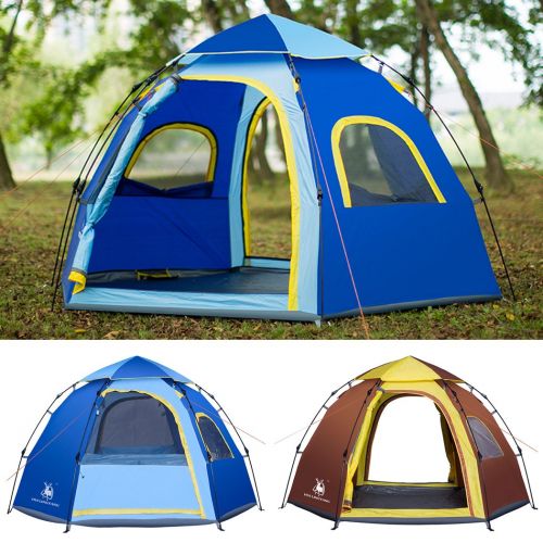  Outdoor Tent, Fansport 6 Person Hexagonal Automatic Waterproof Sun Shelter Camping Tent