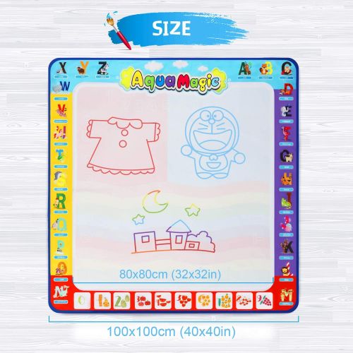  [아마존핫딜][아마존 핫딜] Fansteck Water Doodle Mat, Large Water Drawing Mat 40X40 inch, No Mess Aqua Magic Doodle Mat with 24 Accessories, Colorful Educational Toy and Ideal Gift for Toddlers, Boys, Girls