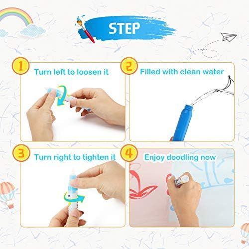  [아마존베스트]Fansteck Water Doodle Mat, Large Water Drawing Mat 40X40 inch, No Mess Aqua Magic Doodle Mat with 24 Accessories, Colorful Educational Toy and Ideal Gift for Toddlers, Boys, Girls