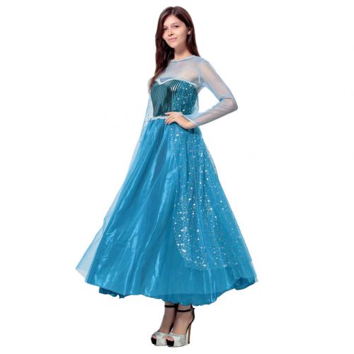  Fanstyle Halloween Costume Frozen Dress Aisha Princess Dress Organza Blue Wedding Dress