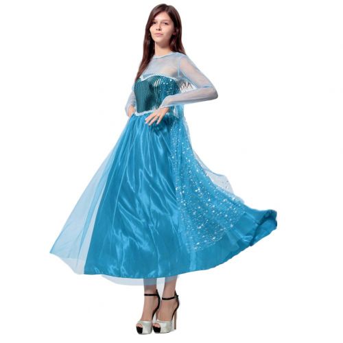  Fanstyle Halloween Costume Frozen Dress Aisha Princess Dress Organza Blue Wedding Dress