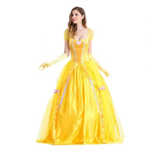  Fanstyle Halloween Costume Beauty and The Beast Bell Princess Dress Yellow Wedding Dress