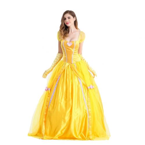  Fanstyle Halloween Costume Beauty and The Beast Bell Princess Dress Yellow Wedding Dress