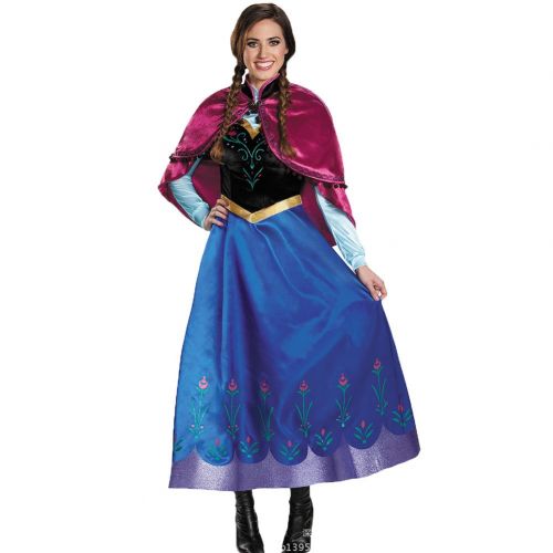  Fanstyle Frozen Masquerade Cosplay Aisha Dress Anna Princess Dress Blue Cape 2pcs