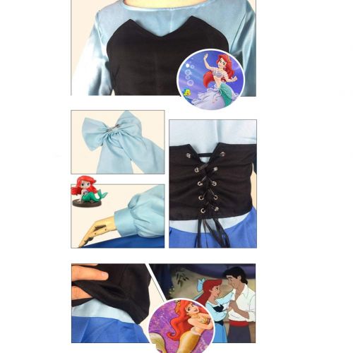  Fanstyle The Little Mermaid Dress Cosplay Costume Ariel Princess Dress Vest Bow Headdress 3pcs