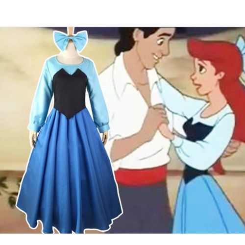  Fanstyle The Little Mermaid Dress Cosplay Costume Ariel Princess Dress Vest Bow Headdress 3pcs