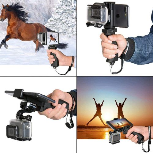  Fantaseal Ergonomic Action Camera Hand Grip Mount w/Smartphone Clip Compatible with GoPro Grip GoPro Holder for GoPro Hero 7 6 5/4/3/Session Garmin Virb XE Xiaomi Yi SJCAM Handle G