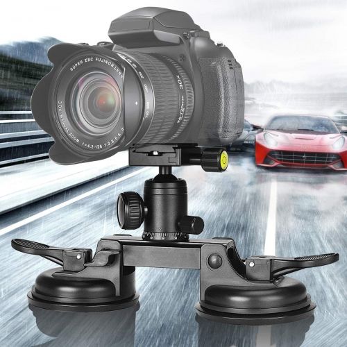  Fantaseal Professional Heavy Duty (20 lbs Load) True DSLR Mirorrless Camera Suction Cup Car Mount Camcorder Vehicle Holder w/Quick Release Plate 360° Ball Head Compatible with Nikon Canon So