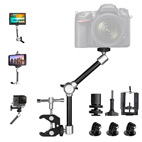  Fantaseal 11 Adjustable Heavy Duty Robust Articulating Friction Magic Arm w/ Clamp Mounts for DSLR Mirrorless Action Camera Camcorder Cell Phone GoPro iPhone Monitor Video Light Vlog Rig Hol