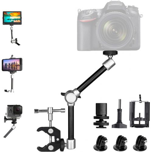  Fantaseal 11 Adjustable Heavy Duty Robust Articulating Friction Magic Arm w/ Clamp Mounts for DSLR Mirrorless Action Camera Camcorder Cell Phone GoPro iPhone Monitor Video Light Vlog Rig Hol