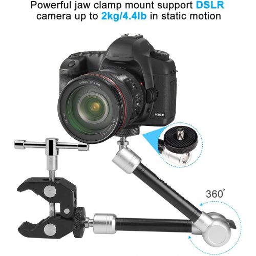 Fantaseal 11 Adjustable Heavy Duty Robust Articulating Friction Magic Arm w/ Clamp Mounts for DSLR Mirrorless Action Camera Camcorder Cell Phone GoPro iPhone Monitor Video Light Vlog Rig Hol