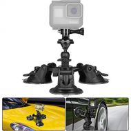 Fantaseal 3-Cup Action Camera Suction Cup Mount Motion Camcorder Car Windshield Hood Door Trunk Lid Holder /w Ball Head Compatible with GoPro Sony DJI OSMO Action Akaso Apeman YI Sports DV C