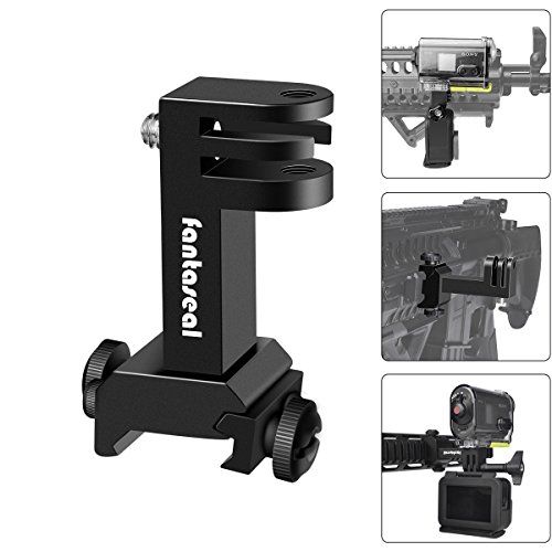  Fantaseal Hi-Precision Aluminum Alloy 2in1 Action Camera Gun Side Rail Mount Holder Motion Camcorder Picatinny Adapter Kit Compatible GoPro Sony for Shotgun Rifle Pistol Hunting Shooting Air