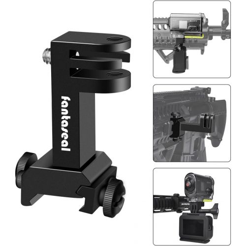  Fantaseal Hi-Precision Aluminum Alloy 2in1 Action Camera Gun Side Rail Mount Holder Motion Camcorder Picatinny Adapter Kit Compatible GoPro Sony for Shotgun Rifle Pistol Hunting Shooting Air