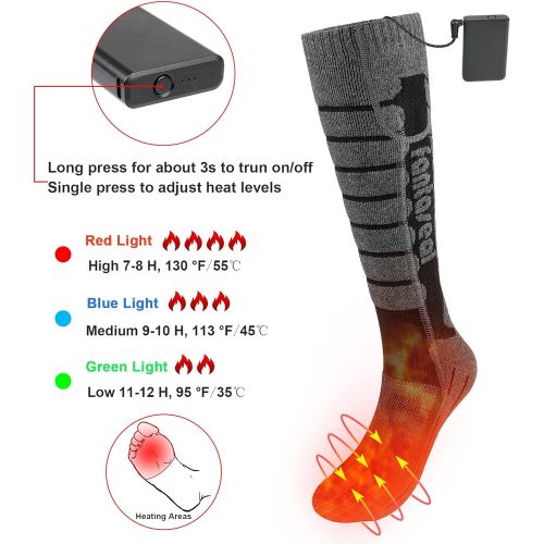  Fantaseal Unisex Extra Thick Electric Fast Warm Heated Socks, 4000mAh x2 Rechargeable Battery Operated Heating Thermal Insulated Ski Stocking Foot Warmer Sox for Men Women Winter Outdoor Hun