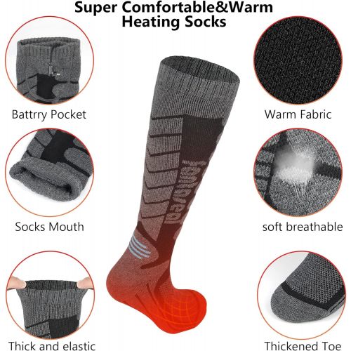  Fantaseal Unisex Extra Thick Electric Fast Warm Heated Socks, 4000mAh x2 Rechargeable Battery Operated Heating Thermal Insulated Ski Stocking Foot Warmer Sox for Men Women Winter Outdoor Hun