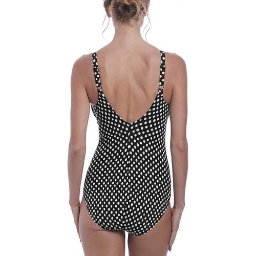  Fantasie Santa Monica Twist Front Underwire Swimsuit (6728),34E,Black/White