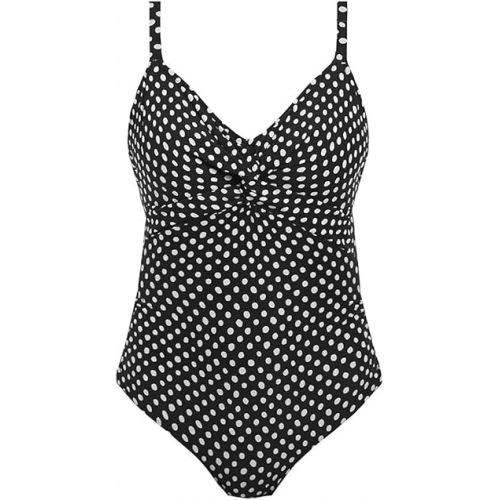  Fantasie Santa Monica Twist Front Underwire Swimsuit (6728),34E,Black/White