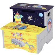 Fantasy Fields - Outer Space Thematic Kids Wooden Step Stool with Storage | Imagination Inspiring Hand Crafted & Hand Painted Details | Non-Toxic, Lead Free Water-based Paint