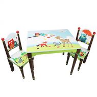 Fantasy Fields - Enchanted Woodland Thematic Hand Crafted Kids Wooden Table and 2 Chairs Set |Imagination Inspiring Hand Crafted & Hand Painted Details | Non-Toxic, Lead Free Wat