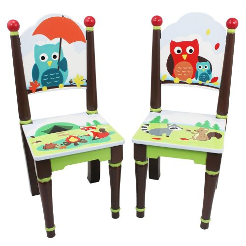  Fantasy Fields - Enchanted Woodland Thematic Hand Crafted Kids Wooden Table and 2 Chairs Set |Imagination Inspiring Hand Crafted & Hand Painted Details | Non-Toxic, Lead Free Wat