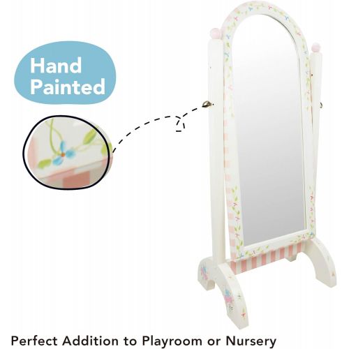  Fantasy Fields - Bouquet Thematic Kids Wooden Standing Mirror for Girls Imagination Inspiring Hand Crafted & Hand Painted Details Non-Toxic, Lead Free Water-based Paint