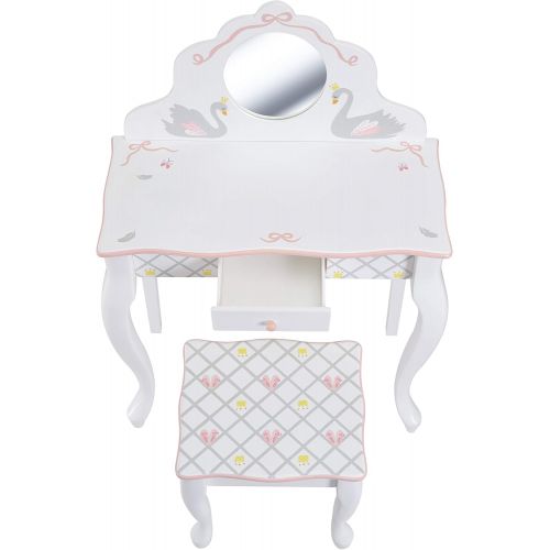  Fantasy Fields - Bouquet Thematic Kids Classic Vanity Table and Stool Set with Mirror | Imagination Inspiring Hand Crafted & Hand Painted Details Non-Toxic, Lead Free Water-based P