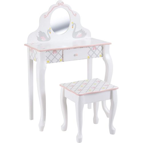  Fantasy Fields - Bouquet Thematic Kids Classic Vanity Table and Stool Set with Mirror | Imagination Inspiring Hand Crafted & Hand Painted Details Non-Toxic, Lead Free Water-based P