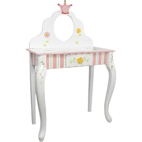  Fantasy Fields - Bouquet Thematic Kids Classic Vanity Table and Stool Set with Mirror | Imagination Inspiring Hand Crafted & Hand Painted Details Non-Toxic, Lead Free Water-based P