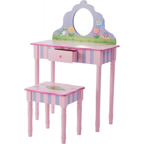  Fantasy Fields - Bouquet Thematic Kids Classic Vanity Table and Stool Set with Mirror | Imagination Inspiring Hand Crafted & Hand Painted Details Non-Toxic, Lead Free Water-based P