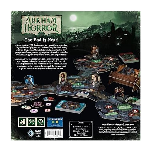  Arkham Horror 3rd Edition , Mystery /Strategy Game | Cooperative Board Game for Adults and Family| Ages 14+ | 1-6 Players | Average Playtime 2-3 Hours | Made by Fantasy Flight Games