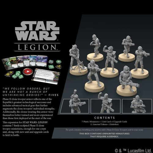  Fantasy Flight Games Star Wars Legion Phase II Clone Troopers Expansion Two Player Battle Game Miniatures Game Strategy Game for Adults and Teens Ages 14+ Average Playtime 3 Hours Made by Atomic Mass G