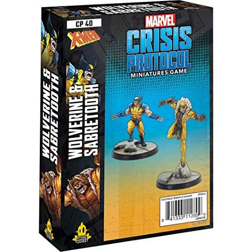  Fantasy Flight Games Marvel Crisis Protocol Wolverine and Sabretooth CHARACTER PACK Miniatures Battle Game Strategy Game for Adults and Teens Ages 14+ 2 Players Avg. Playtime 90 Mins Made by Atomic Mas