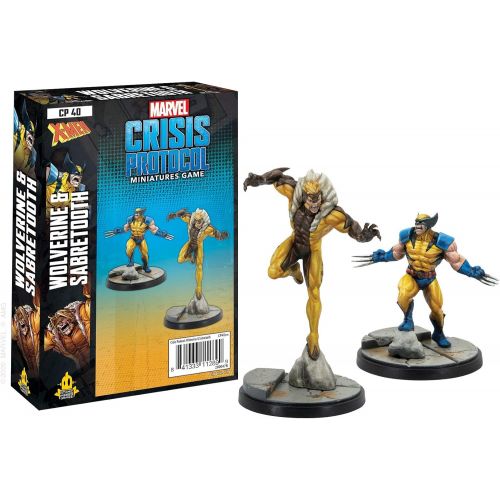  Fantasy Flight Games Marvel Crisis Protocol Wolverine and Sabretooth CHARACTER PACK Miniatures Battle Game Strategy Game for Adults and Teens Ages 14+ 2 Players Avg. Playtime 90 Mins Made by Atomic Mas