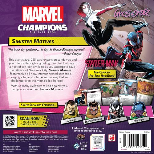  Fantasy Flight Games Marvel Champions The Card Game Sinister Motives Campaign Expansion Strategy Card Game for Adults and Teens Ages 14+ 1-4 Players Avg. Playtime 45-90 Mins Made by Fantasy Flight Game