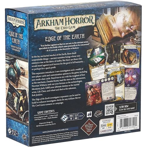  Arkham Horror TCG Edge of The Earth Investigator Expansion Horror Game Mystery Game Cooperative Card Game Ages 14+ 1-2 Players Avg. Playtime 1-2 Hours Made by Fantasy Flight Games