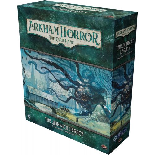  Arkham Horror The Card Game The Dunwich Legacy Campaign Expansion Horror Game Cooperative Mystery Game Ages 14+ 1-2 Players Avg. Playtime 1-2 Hours Made by Fantasy Flight Games