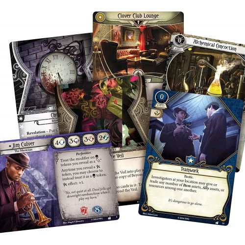  Fantasy Flight Games Arkham Horror The Card Game The Dunwich Legacy Deluxe EXPANSION Horror Game Mystery Game Cooperative Card Game Ages 14+ 1-2 Players Avg. Playtime 1-2 Hours Made by Fantasy Flight G