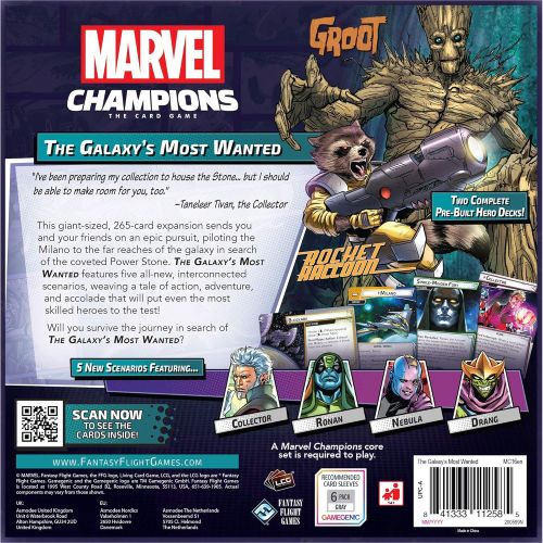  Fantasy Flight Games Marvel Champions The Card Game The Galaxys Most Wanted CAMPAIGN EXPANSION Strategy Card Game for Adults and Teens Ages 14+ 1-4 Players Avg. Playtime 45-90 Mins Made by Fantasy Flig