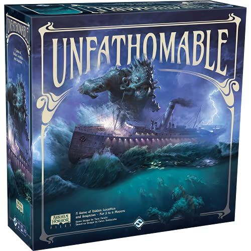  Unfathomable Strategy Game for Teens and Adults Arkham Horror Game Hidden Traitor Board Game Ages 14+ 3-6 Players Average Playtime 120-240 Minutes Made by Fantasy Flight Games