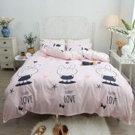 Fantasy Star Girl Style Love Rabbit Comforter Bedding Set, Print 4 Piece Home Decoration Soft Duvet Cover Set, Include 1 Flat Sheet 1 Duvet Cover and 2 Pillow Cases