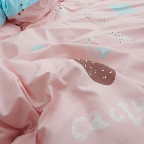  Fantasy Star Girl Style Love Rabbit Comforter Bedding Set, Print 4 Piece Home Decoration Soft Duvet Cover Set, Include 1 Flat Sheet 1 Duvet Cover and 2 Pillow Cases