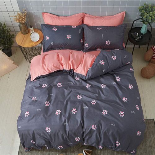  Fantasy Star Girl Style Love Rabbit Comforter Bedding Set, Print 4 Piece Home Decoration Soft Duvet Cover Set, Include 1 Flat Sheet 1 Duvet Cover and 2 Pillow Cases